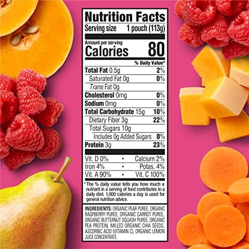Organic pear raspberry butternut squash and carrot toddler puree