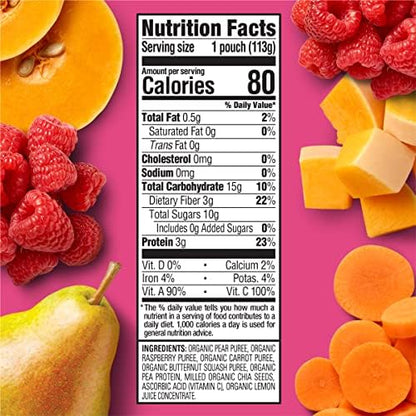 Organic pear raspberry butternut squash and carrot toddler puree