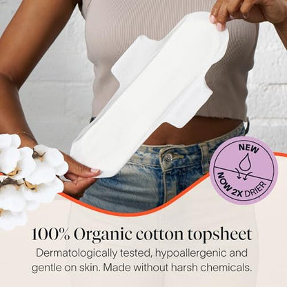 Cora overnight pads with wings displayed showing ultra thin design