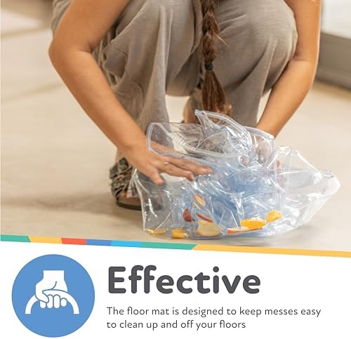 Transparent toddler floor protection mat blending seamlessly with contemporary dining room home decor
