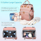 Jeryswet travel nappy bag open showing interior storage compartments