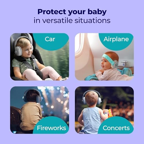 Toddler wearing Marsho baby earmuffs with adjustable headband