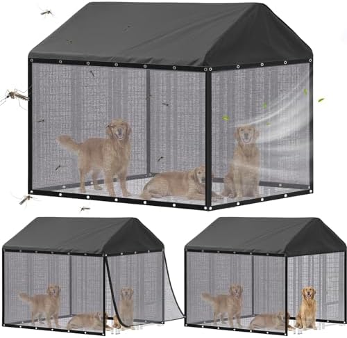 Close up view of the premium black breathable mesh material of the pet enclosure cover.