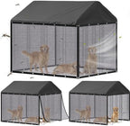 Close up view of the premium black breathable mesh material of the pet enclosure cover.