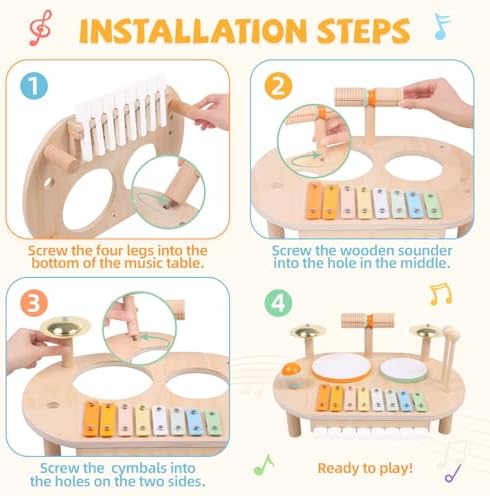 Premium packaging and complete parts of the imported wooden Montessori music station.