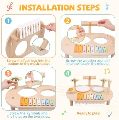 Premium packaging and complete parts of the imported wooden Montessori music station.