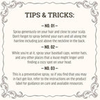 Back label of Lice Queen spray showing natural ingredient list