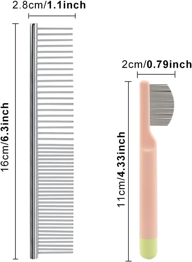 Close up of Meirivrn stainless steel pet flea comb teeth