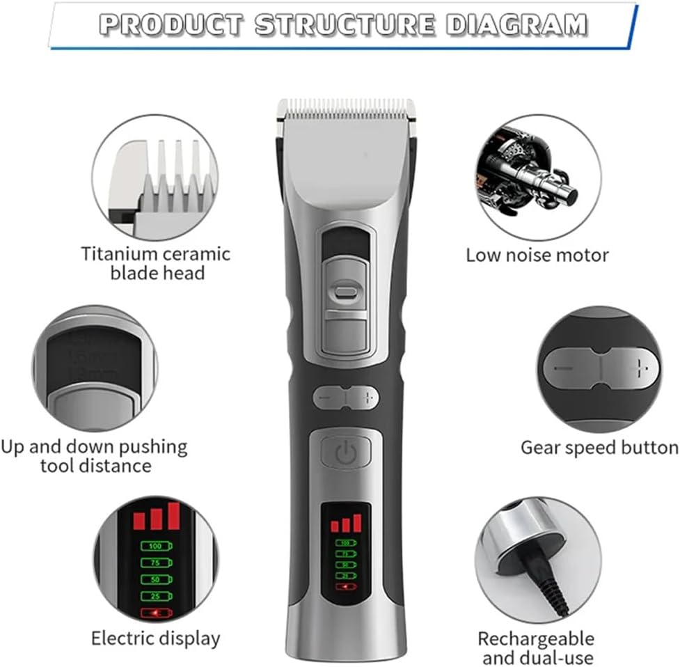 Black SWZEC pet grooming tool with accessories on a clean background.