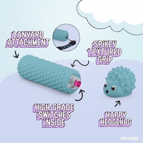 Authentic USA imported Distractibles Hedgy blue fidget tool packaging for anxiety relief.