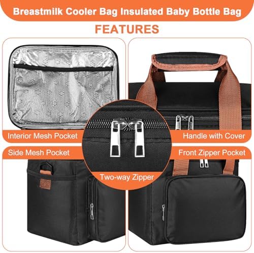 Interior view of waterproof insulated breastmilk storage bag