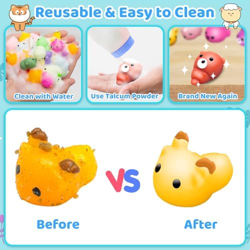 Dioju squishy toys arranged as party favor fillers