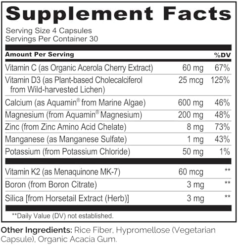Naturelo bone health supplement ingredient label