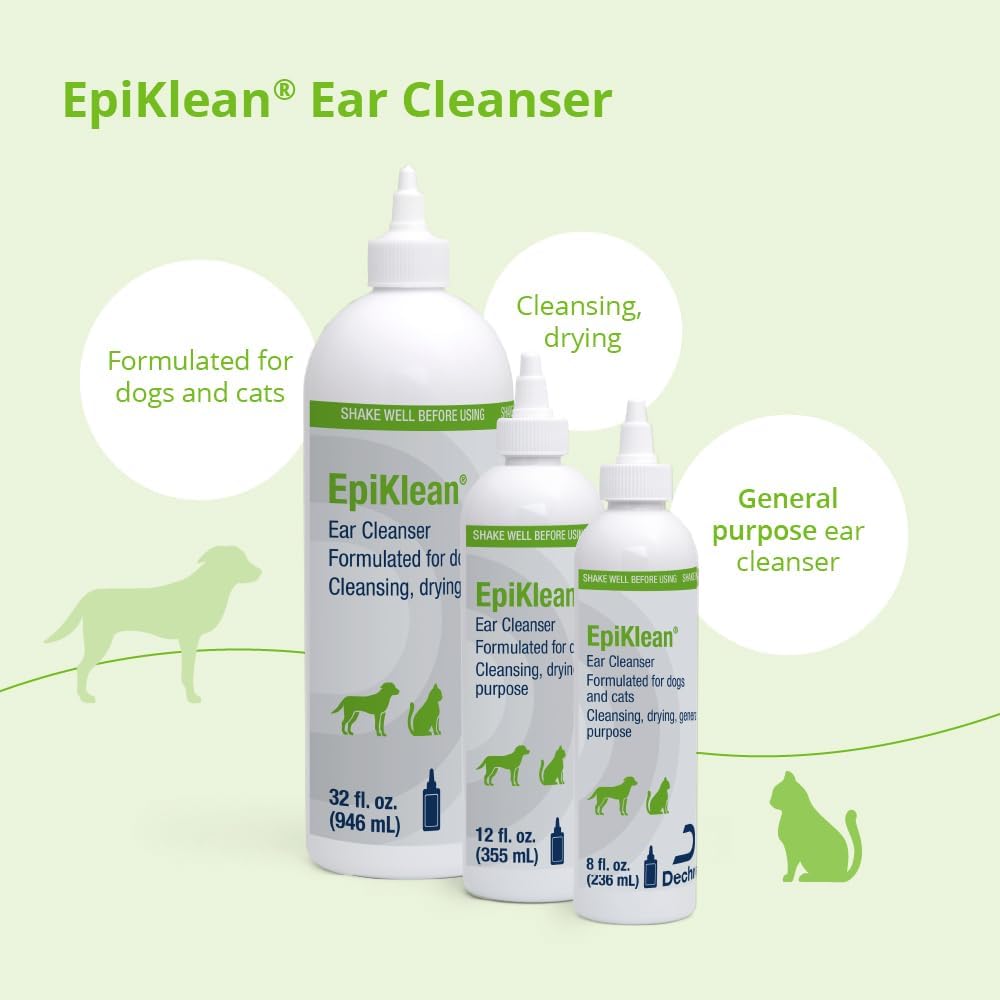 Authentic Dechra Epiklean ear cleanser bottle isolated on white background