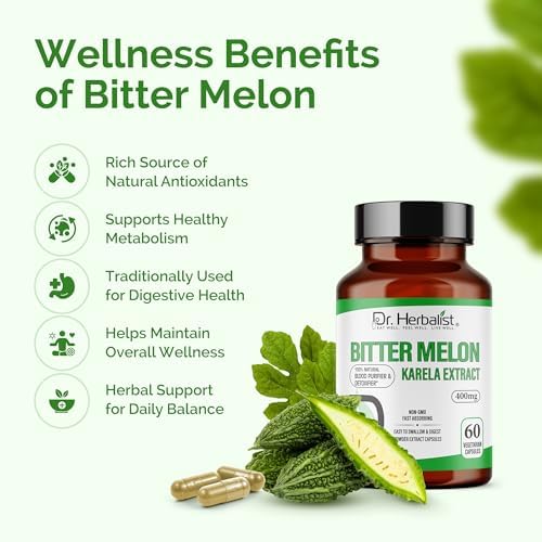 Fast absorbing non GMO bitter gourd capsules by Dr Herbalist for metabolic wellness