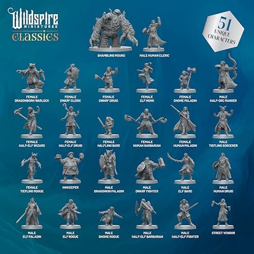 Wildspire fantasy heroes bulk set displaying a collection of paintable player character options