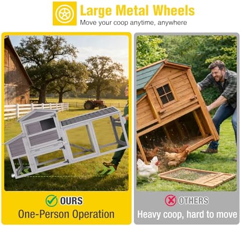Aivituvin mobile hen house wheels and side handle detail