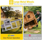 Aivituvin mobile hen house wheels and side handle detail