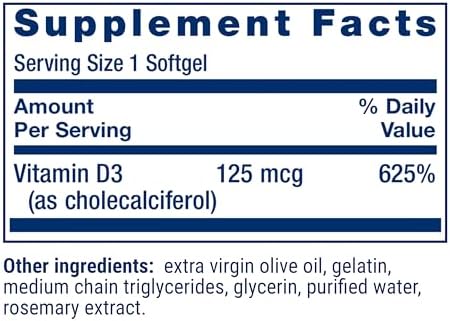 Life Extension Vitamin D3 softgels capsule close up