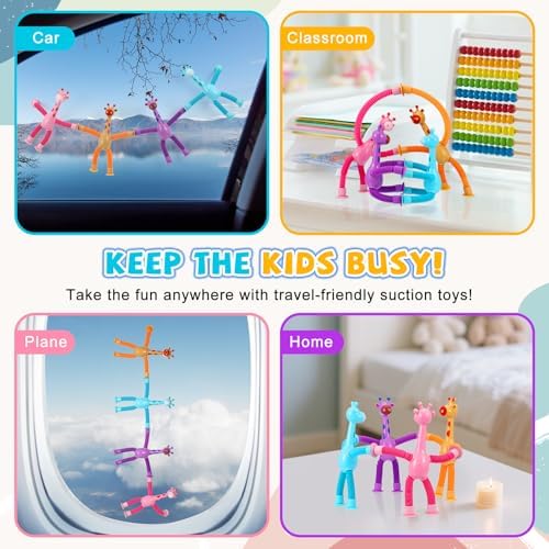 XONTEUS sensory travel toys configured into different creative sitting and standing poses.