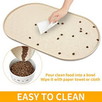 Beige pet placemat for dogs and cats spill proof