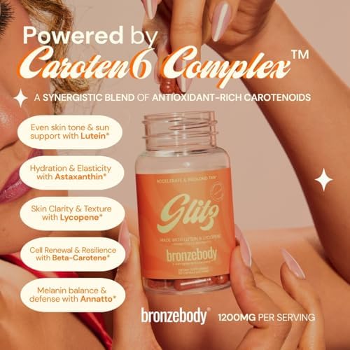 Bronzebody Glitz bottle side profile showing 60 veggie capsules count