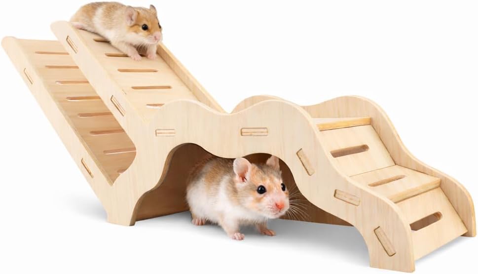 Large Size Syrian Hamster Explorer Set - Snap-Together Wooden Burrow with Panoramic Window,Natural Chew-Safe Design Decorative Landscaping Digging Peeping Hide Underground Fun for Cage Enrichment - Image 1