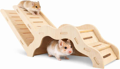 Large Size Syrian Hamster Explorer Set - Snap-Together Wooden Burrow with Panoramic Window,Natural Chew-Safe Design Decorative Landscaping Digging Peeping Hide Underground Fun for Cage Enrichment - Image 1