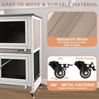 Gowoodhut 36" L Rabbit Hutch Indoor Wooden 2 Story Bunny Hutch Rabbit Cage Outdoor Bunny Cage on 4 Metal Wheels and 2 Deeper Pull Out Trays, Ramp, Guinea Pig Pet House for Small Animals, Grey - Image 7