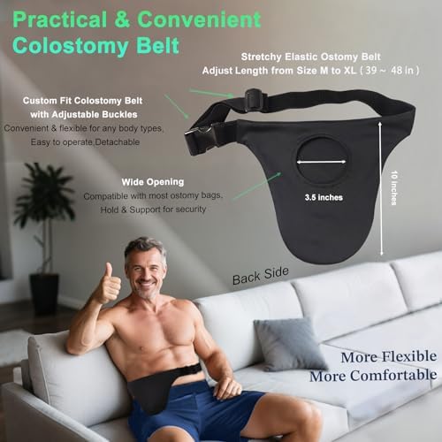 HJKEMI colostomy bag cover belt showing expandable pocket feature