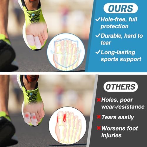 Comparison of medium and large sized gel toe sleeves for different toes.