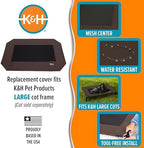 K&H Pet Products indoor outdoor raised dog bed mat alternative in chocolate brown color setup in a modern living room