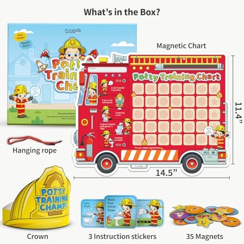 Putska Fireman theme reward chart board hanging on wall