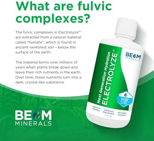 BEAM Minerals Micro-Boost humic mineral blend bottle showing nutritional benefits for gut health.
