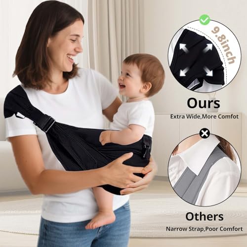 Joyncleon lightweight baby wrap sling highlighting the secure adjustable buckle closure system.