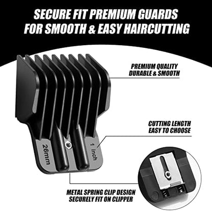 Close up view of the durable metal spring clip mechanism on the back of the Amorka clipper guard attachment.