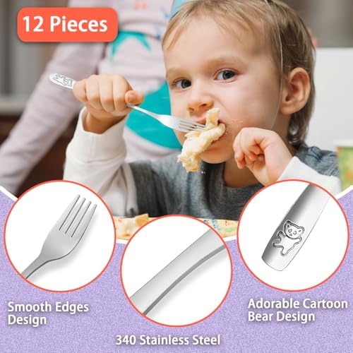 Toddler self feeding forks stainless steel mirror finish
