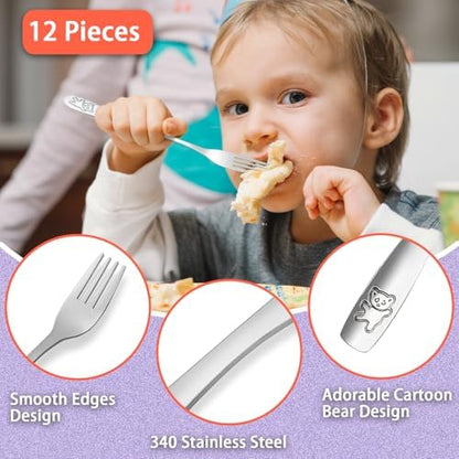 Toddler self feeding forks stainless steel mirror finish