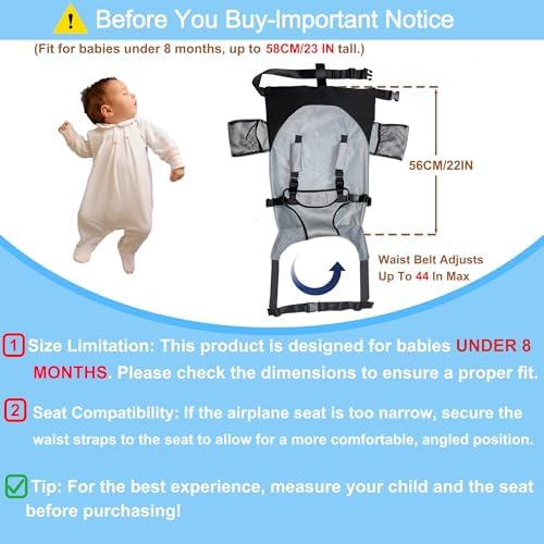 Infant plane travel hammock attached to airline tray table