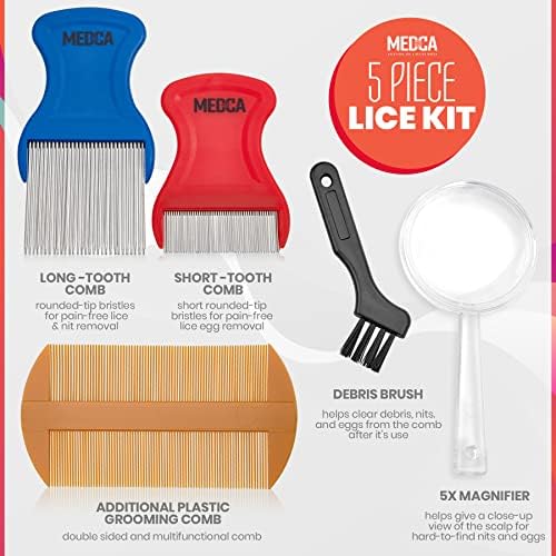 Complete five piece manual lice clearance set arranged neatly on a clean background