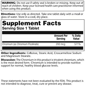 Lab verified Solaray Chromium Picolinate metabolic support supplement showing clean product seal and packaging details