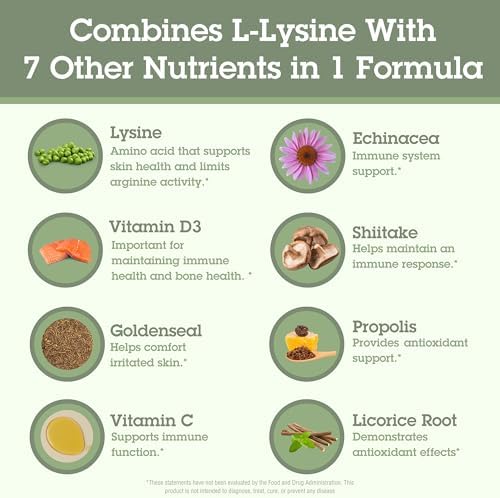 Close up of Quantum Health SuperLysine+ bottle ingredients and usage instructions
