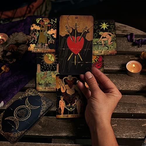 Crafterian black and gold tarot cards spread out