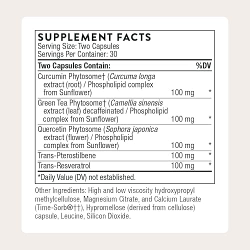 Thorne Resveratrol Complex nutritional information label
