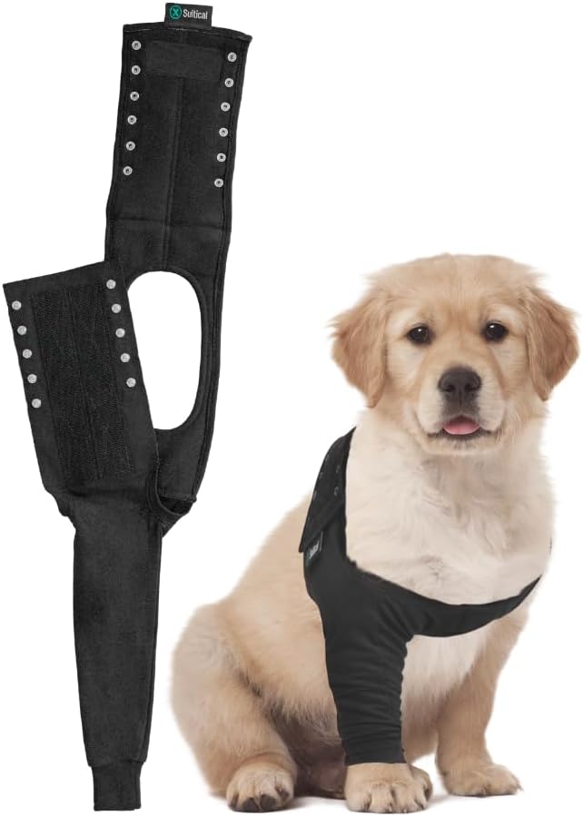 Suitical Recovery Sleeve for Dogs - Interchangeable, Single Sleeve Front Leg Protection for Post-Surgery, Hot Spots, or Skin Issues - Breathable, Machine Washable - L Black - Chest: 25.2-33.1 in - Image 12