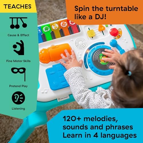 Baby Einstein activity walker adjusted as a creative play table for older toddlers.