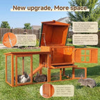 Large Outdoor Indoor Rabbit Hutch Wooden Bunny Rabbit Cage 2-Story with Run No-Leak Pull-Out Tray Waterproof Asphalt Roof Ramp for Guinea Pig Small Animal Wood Pet House Home Orange - Image 6