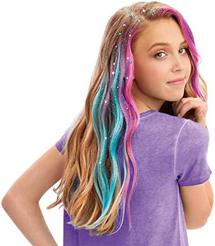 Cra-Z-Art Shimmer 'n Sparkle temporary hair styling kit contents including pink lavender and aqua chalk pens