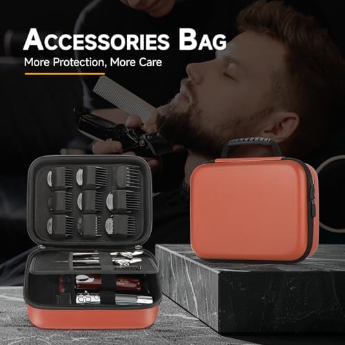 MOSLA brown PU grooming storage box packed with cordless shavers and power cords