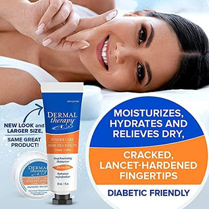 Back of Dermal Therapy Finger Care Cream packaging with ingredients